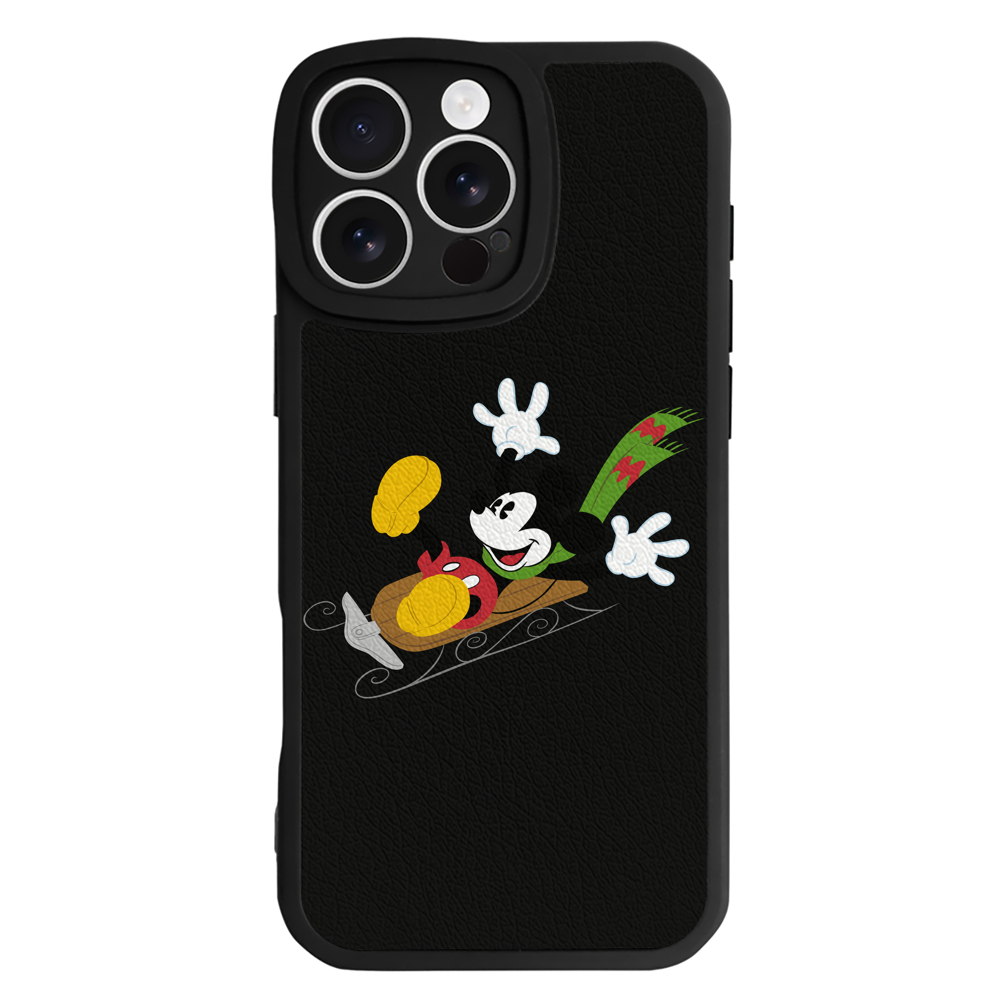 （画像用） ミッキーマウス Mickey Mouse 【iPhone 16シリーズ対応】シリコンスマホケース（レザー調） 材質：シリコン